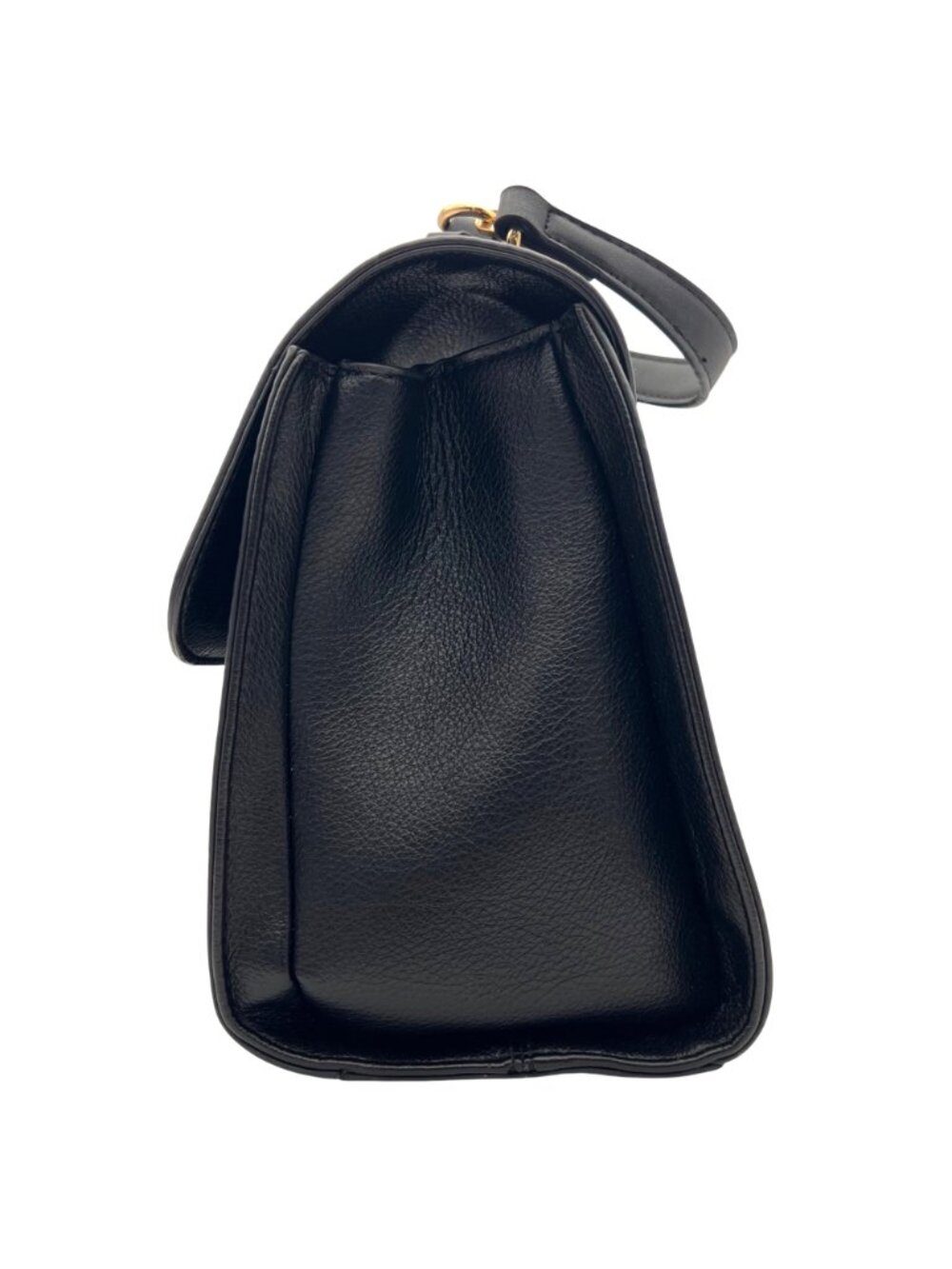 Marina Galanti Black Faux Leather Handbag With Gold Accents & Adjustable Strap - Picture 7 of 16